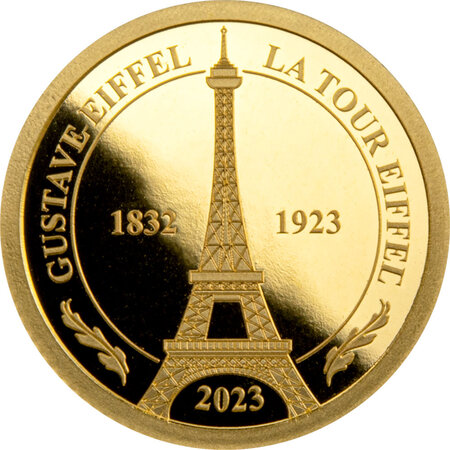 Monnaie en or 10 dollars g 0.5 millésime 2023 tour eiffel