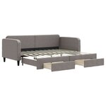 vidaXL Lit de jour avec gigogne et tiroirs taupe 90x200 cm tissu