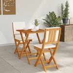 vidaxl Ensemble Bistro Pliable de 3 Pièces avec Coussins en Bois Massif d'Acacia