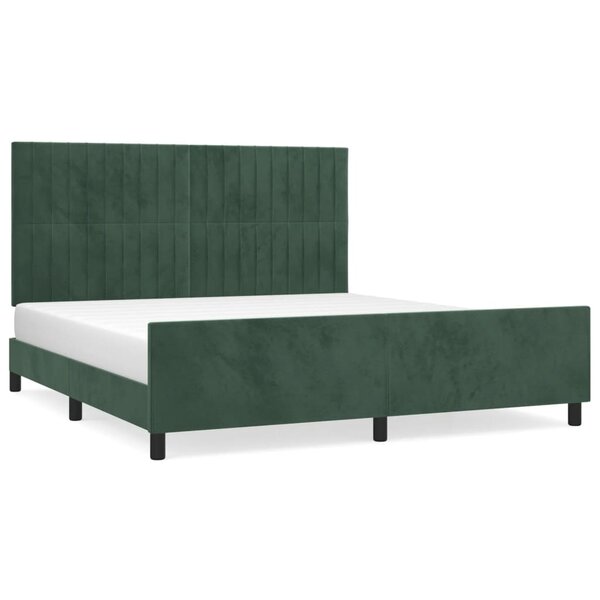 vidaXL Cadre de lit avec tête de lit Vert foncé 180x200 cm Velours