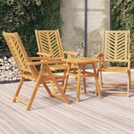 vidaXL Chaises de jardin inclinables lot de 3 bois massif d'acacia