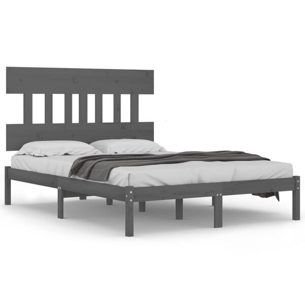 vidaXL Cadre de lit Gris Bois massif 200x200 cm