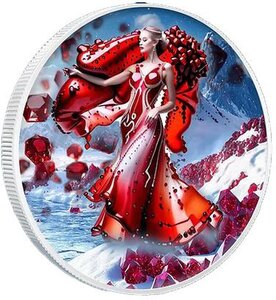 Pièce de monnaie en Argent 1 Dollar g 31.1 (1 oz) Millésime 2024 Birthstones GARNET