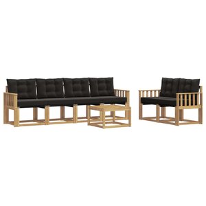 vidaXL Ensemble de canapés d'extérieur 7 Pièces Blanc et noir