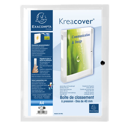 Boite De Classement À Pression Dos 40mm Polypropylène Chromaline 7/10e Krea Cover - Incolore - X 5 - Exacompta