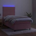 vidaXL Sommier à lattes de lit avec matelas LED Rose 90x190 cm Velours