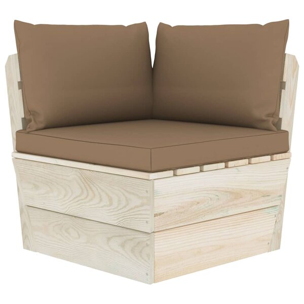 vidaXL Canapé d'angle palette de jardin avec coussins Épicéa imprégné