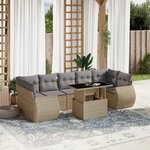 vidaXL Salon de jardin avec coussins 8 Pièces beige résine tressée