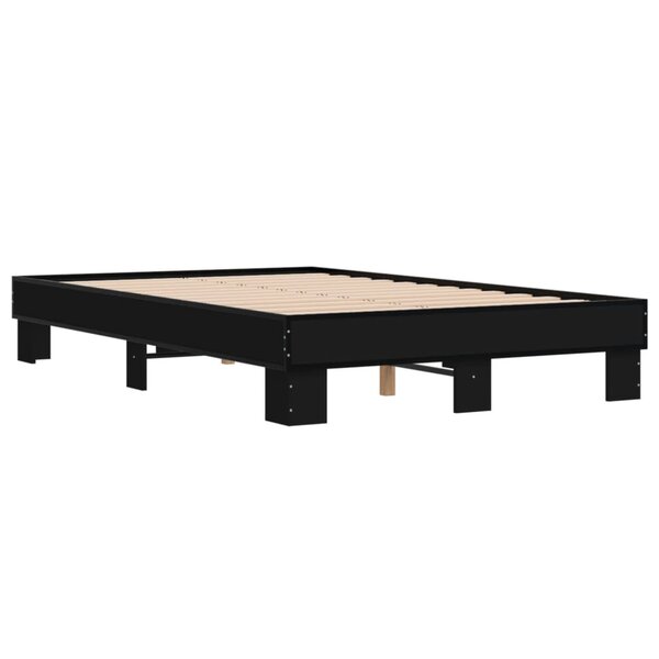 vidaXL Cadre de lit noir 135x190 cm bois d'ingénierie et métal