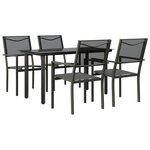 vidaXL Ensemble à manger de jardin 5 Pièces noir textilène et acier
