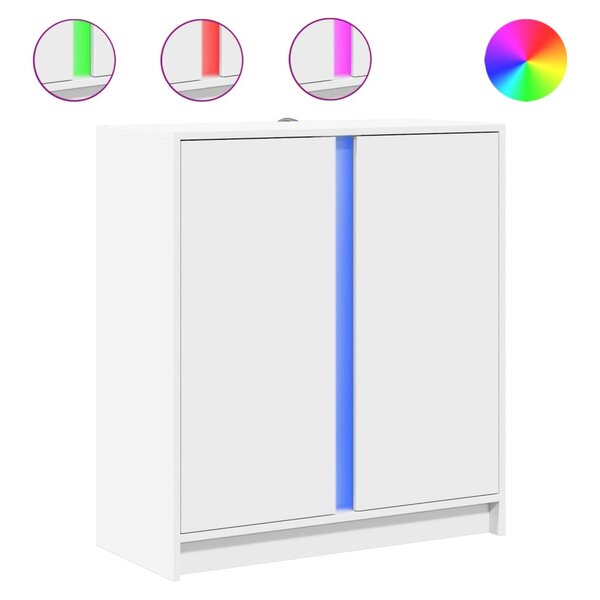 vidaXL Buffet avec LED blanc 77x34x85 cm bois d'ingénierie