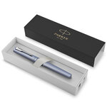 PARKER VECTOR XL Stylo roller  laque bleu-argent métallisée sur laiton  recharge noire pointe fine  Coffret cadeau