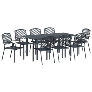 vidaXL Ensemble de salle à manger pour jardin 9 Pièces Anthracite