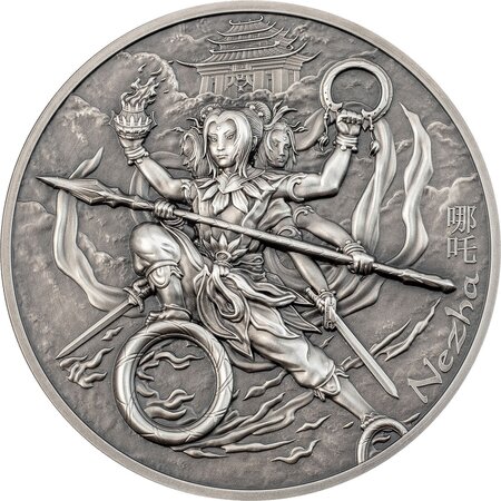 NEZHA AND HIS NINE WEAPONS Mythology 2 Once Argent Monnaie 10 Dollars Cook Islands 2021
