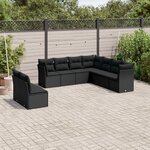 vidaXL Salon de jardin 9 Pièces avec coussins noir résine tressée