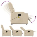 vidaXL Fauteuil inclinable de massage électrique Crème Tissu