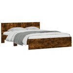 vidaXL Cadre de lit avec tête de lit et LED chêne fumé 160x200 cm