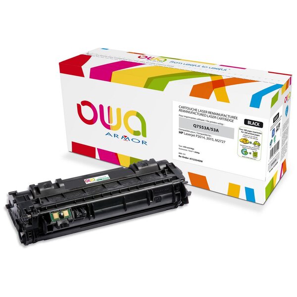 Toner d'encre remanufacturé, compatible pour HP 53A Q7553A -  Noir