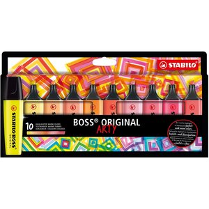 Etui carton de 10 Surligneurs BOSS ORIGINAL ARTY - couleurs chaudes x 5 STABILO
