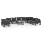 vidaXL Salon de jardin avec coussins 11 Pièces anthracite acier