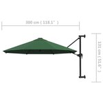 vidaXL Parasol mural avec mât métallique 300 cm Vert