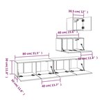 vidaXL Ensemble de meubles TV 4 Pièces Gris béton Bois d'ingénierie