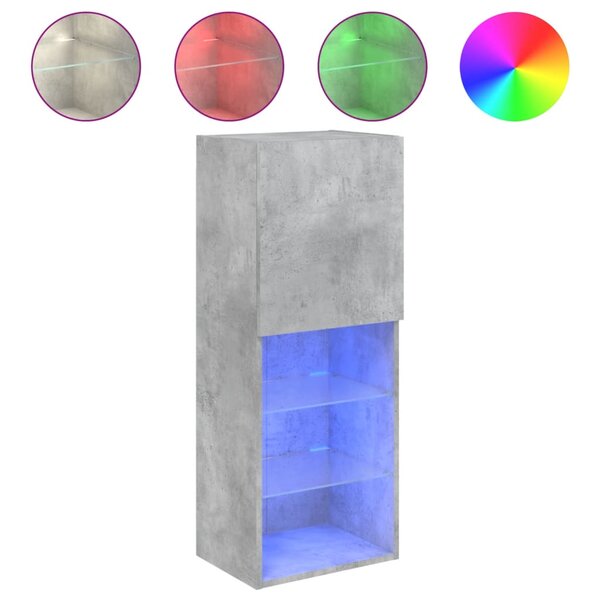 vidaXL Meuble TV avec lumières LED gris béton 40 5x30x102 cm