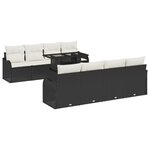 Ensemble de Canapé de Jardin de 10 Pièces avec Coussins Rattan Poly Noir