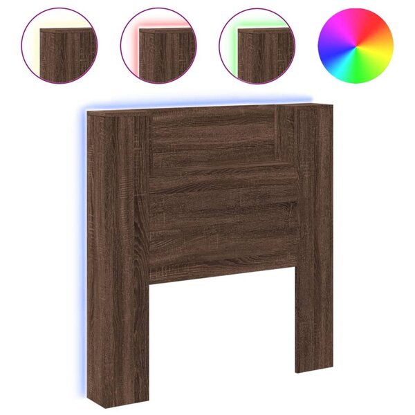 vidaXL Armoire tête de lit avec LED chêne marron 100x16 5x103 5 cm