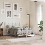 vidaXL Cadre de lit métal avec tête de lit/pied de lit blanc 120x200cm
