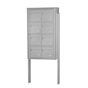 Bloc collectif Leabox 2x4 grade 3 simple face Extérieur fixation sur pieds à sceller Gris clair RAL 7035 finition brillante