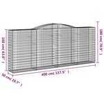 vidaXL Paniers à gabions arqués 15 Pièces 400x50x160/180 cm fer galvanisé