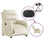 vidaXL Fauteuil inclinable électrique Crème Similicuir