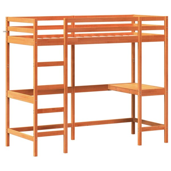 vidaXL Lit superposé avec bureau cire marron 80x200 cm bois pin massif