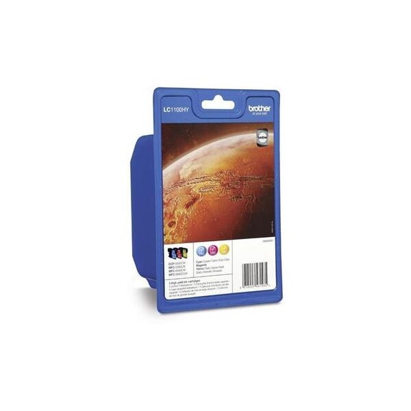 Multipack 3 cartouches jet d'encre originale lc1100hy couleur rainbow pack brother