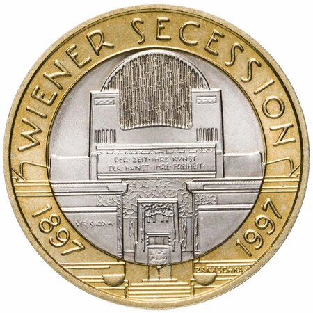 Pièce de monnaie 50 Schilling Autriche Palais de la Sécession 1997 BU