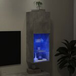 vidaXL Meuble TV avec lumières LED gris béton 40 5x30x102 cm