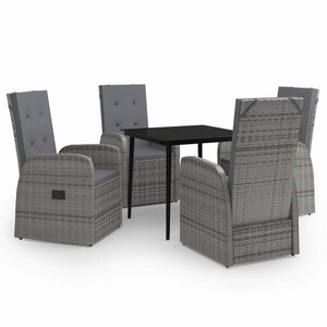 vidaXL Ensemble à manger de jardin avec coussins 5 Pièces Gris