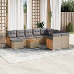 vidaXL Salon de jardin 11 Pièces avec coussins beige résine tressée