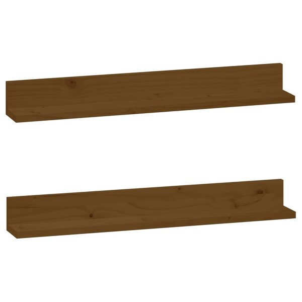 vidaXL Étagères murales 2 Pièces Marron miel 80x11x9cm Bois de pin massif