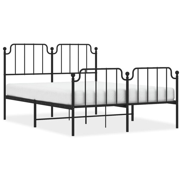 vidaXL Cadre de lit métal avec tête de lit/pied de lit noir 140x190 cm