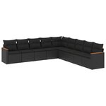 vidaXL Salon de jardin 9 Pièces avec coussins noir résine tressée