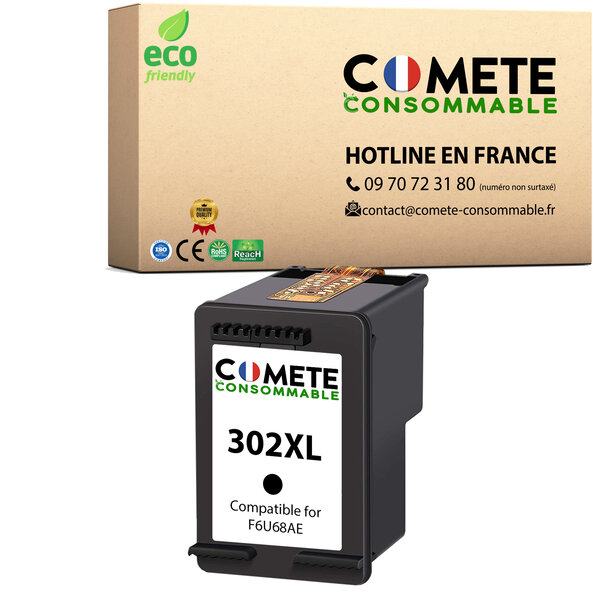 CARTOUCHE 302XL 1pack Compatibles avec HP 1 Noir  COMETE, Entreprise française