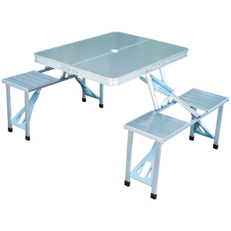 Table de camping pique-nique pliante aluminium 4 places en valise