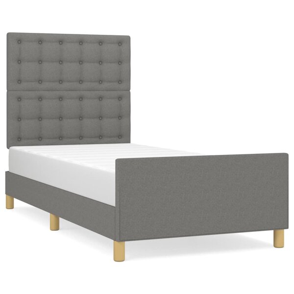 vidaXL Cadre de lit avec tête de lit Gris foncé 100x200 cm Tissu
