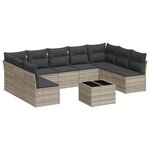 vidaXL Salon de jardin avec coussins 10 Pièces gris clair résine tressée