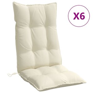 vidaXL Coussins de chaise à dossier haut lot de 6 crème tissu oxford