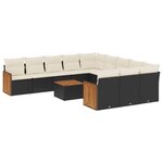 vidaXL Salon de jardin 12 Pièces avec coussins noir résine tressée