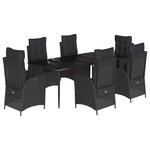 vidaXL Ensemble à manger de jardin coussins 7Pièces Noir Résine tressée