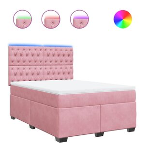 vidaXL Sommier à lattes de lit avec matelas Rose 140x190 cm Velours
